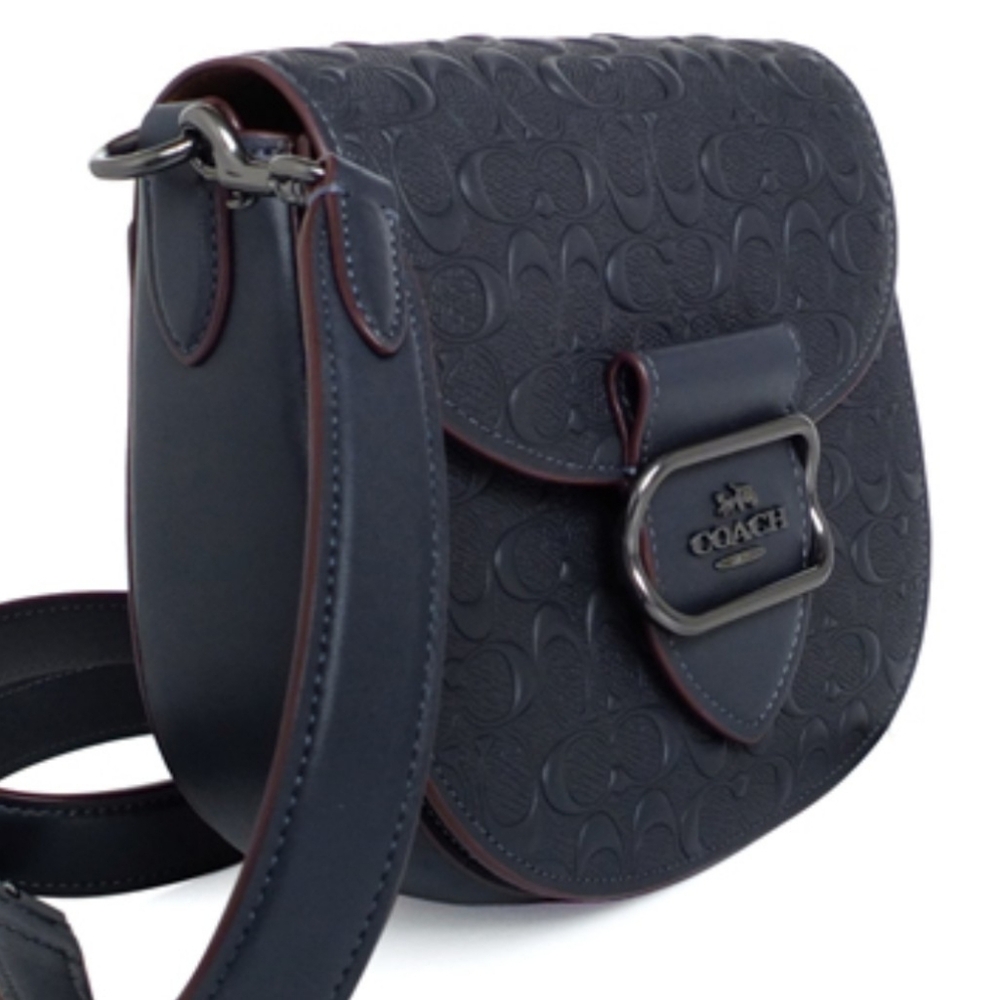 Coach Dark Embossed Leather Shoulder Bag - Picture 3 of 16